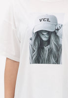 VICOLO T-shirt a manica corta bianca da donna con stampa RAB0495 02 VICOLO 