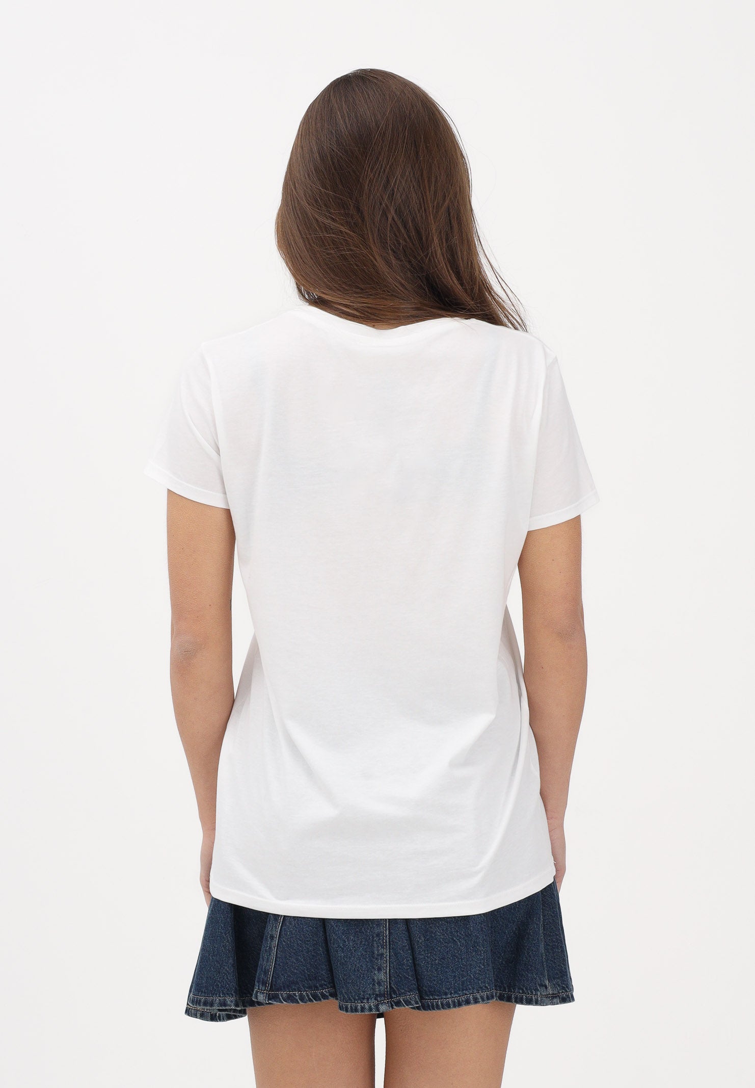 VICOLO T-shirt a manica corta bianca da donna con stampa fiocchi RAB0522 02 VICOLO 