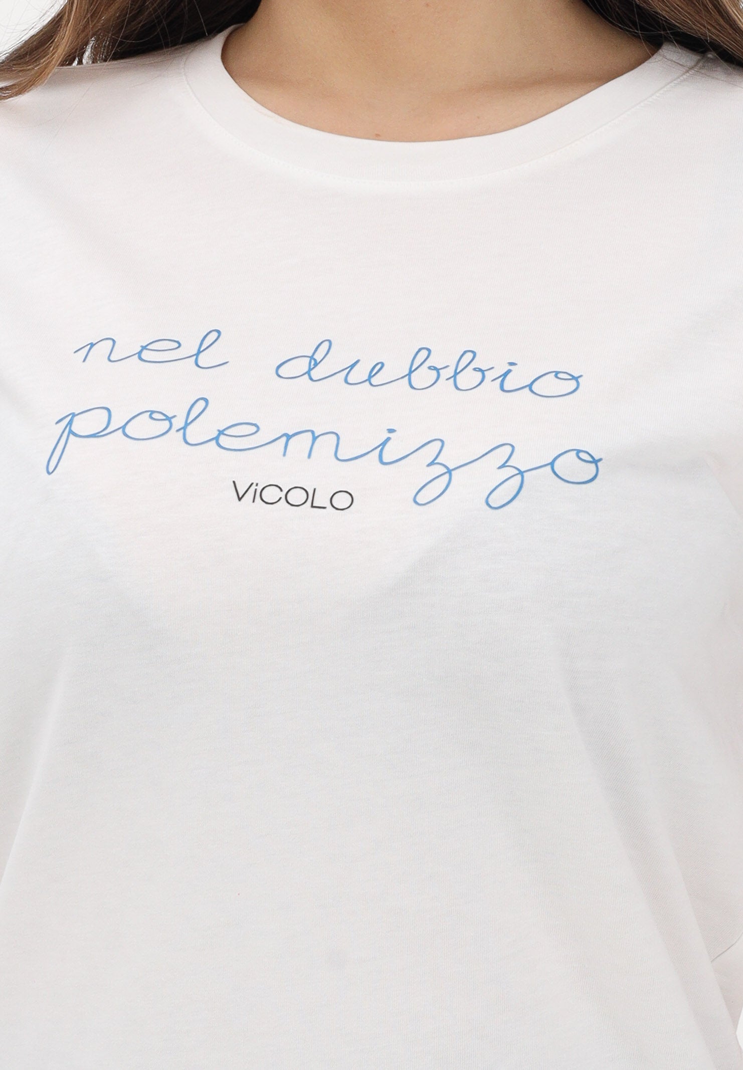 VICOLO T-shirt a manica corta bianca da donna con stampa RAB0599 02 VICOLO 