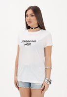 VICOLO T-shirt a manica corta bianca da donna con stampa "sopravvivo mood" RAB0712 02 VICOLO 