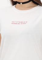 VICOLO T-shirt a manica corta bianca da donna con stampa "Son tutte belle le mamme del mondo" RAB0740 02 VICOLO 