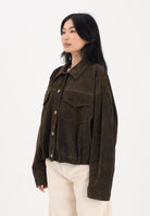 VICOLO Giubbotto in pelle scamosciata verde militare da donna TAB0171 ABU19 VICOLO 