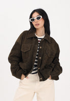 VICOLO Giubbotto in pelle scamosciata verde militare da donna TAB0171 ABU19 VICOLO 