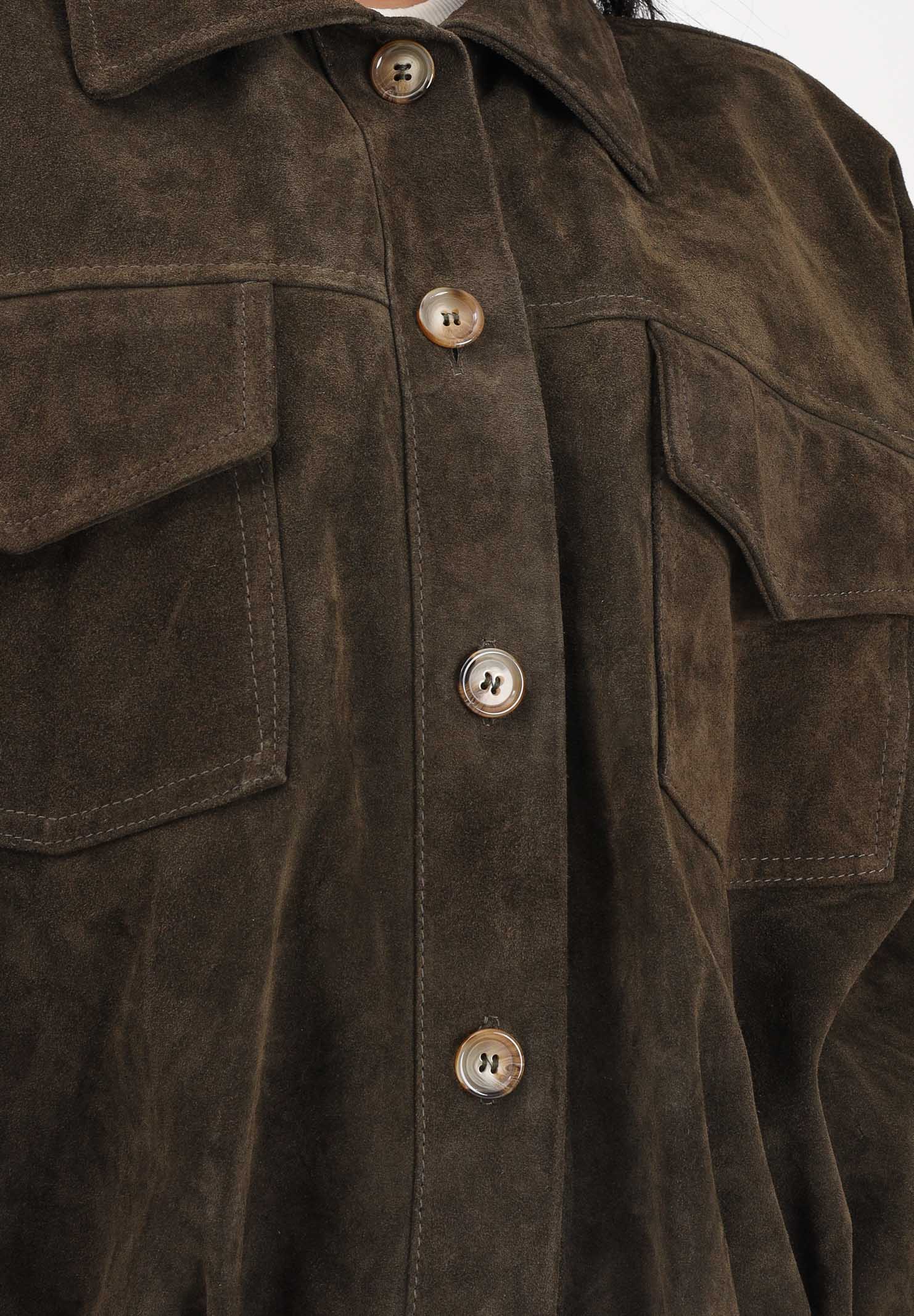 VICOLO Giubbotto in pelle scamosciata verde militare da donna TAB0171 ABU19 VICOLO 
