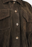 VICOLO Giubbotto in pelle scamosciata verde militare da donna TAB0171 ABU19 VICOLO 