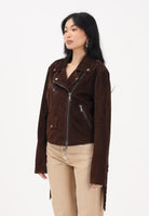 VICOLO Giubbotto moro da donna in morbido suede con frange TAB0172 ABU68 VICOLO 