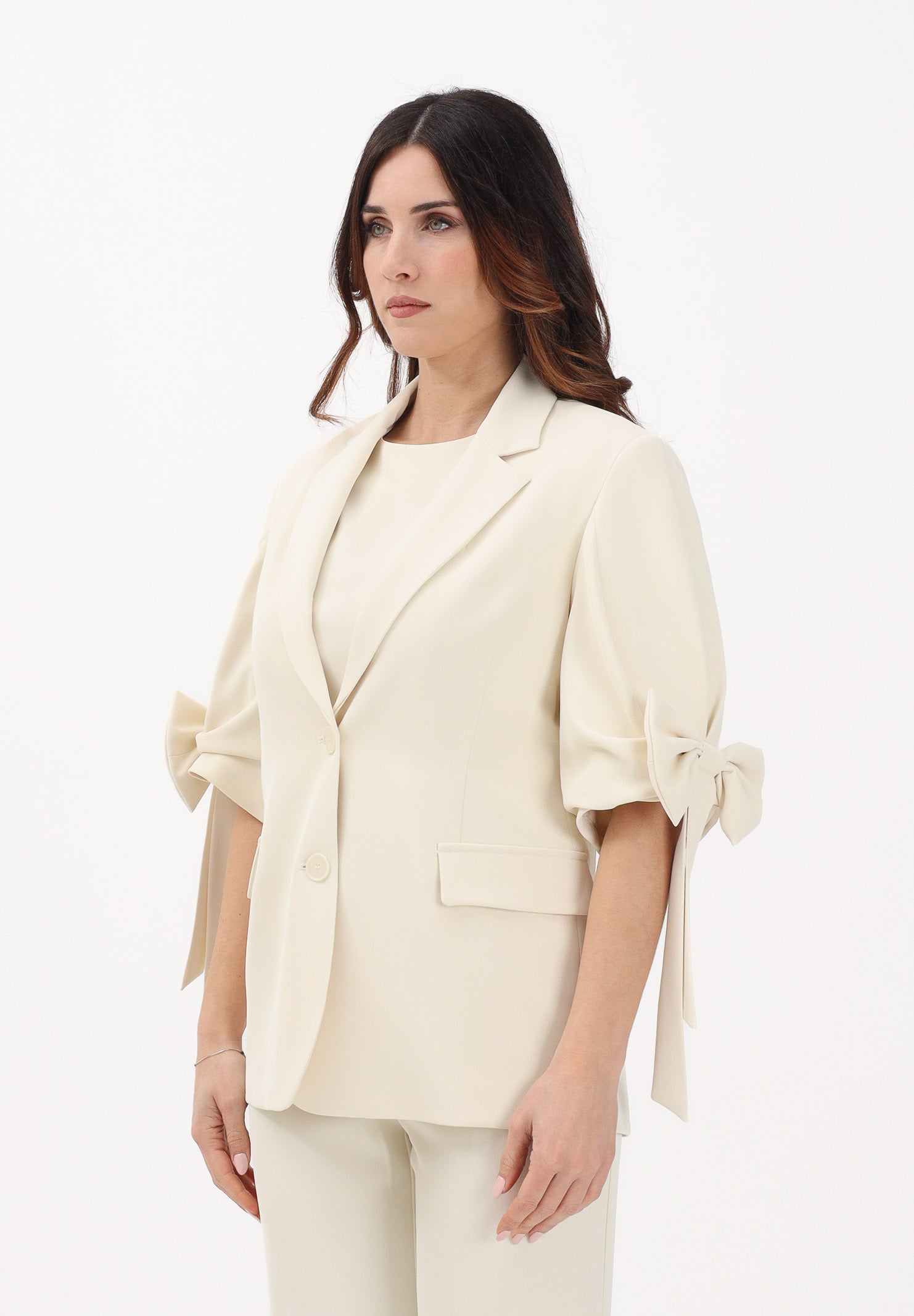 VICOLO Giacca monopetto burro da donna con fiocchi TAB0244 ABU04 VICOLO 
