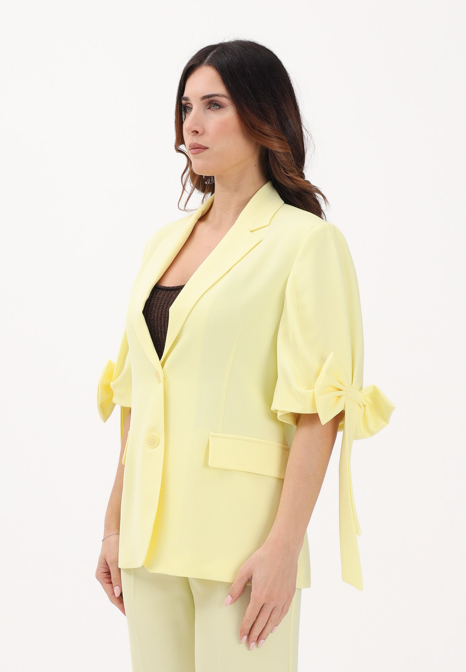 VICOLO Giacca monopetto gialla da donna con fiocchi TAB0244 ABU20 VICOLO 