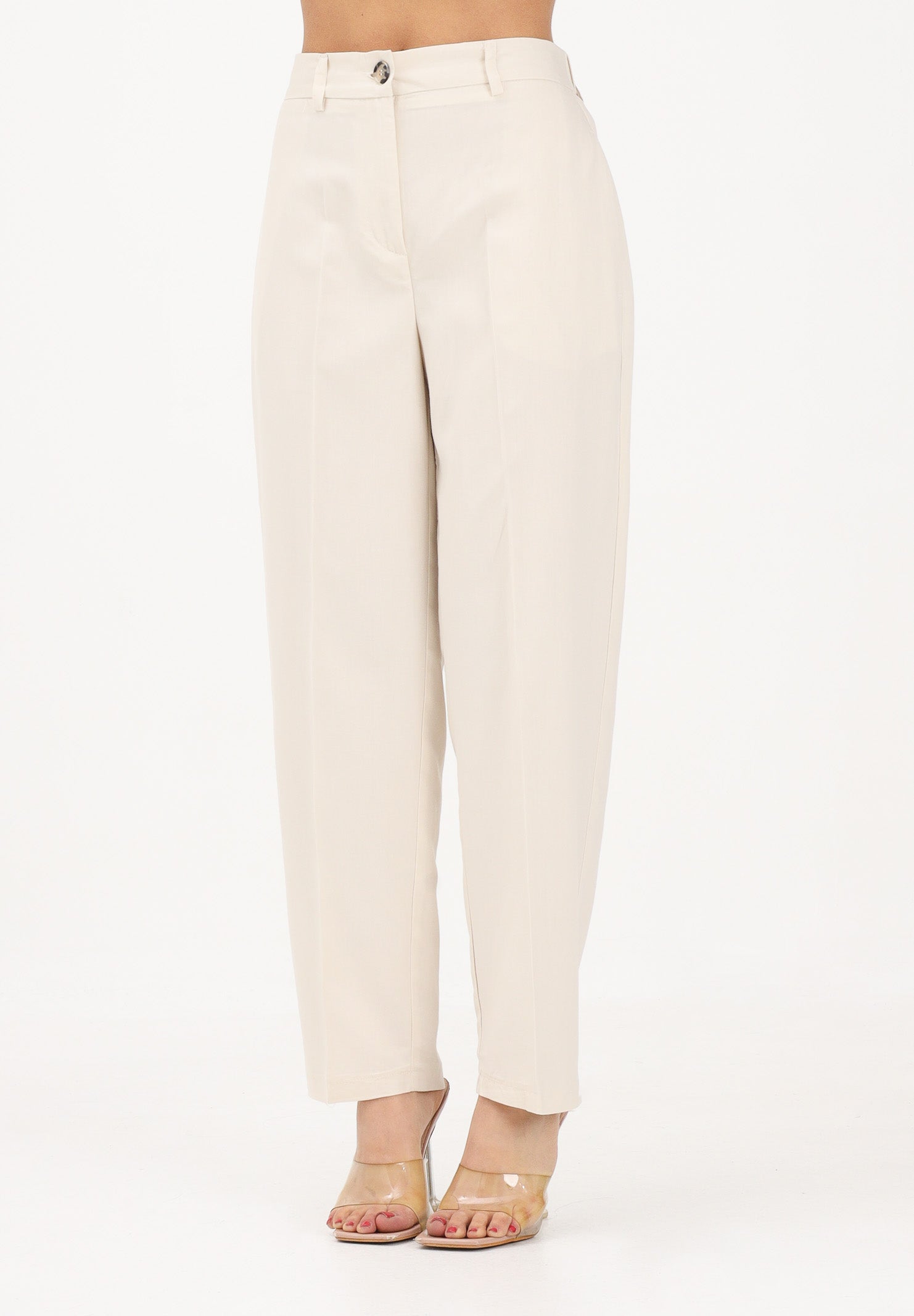 VICOLO pantalone casual in lino Burro beige, donna. TAB1626 BU VICOLO 