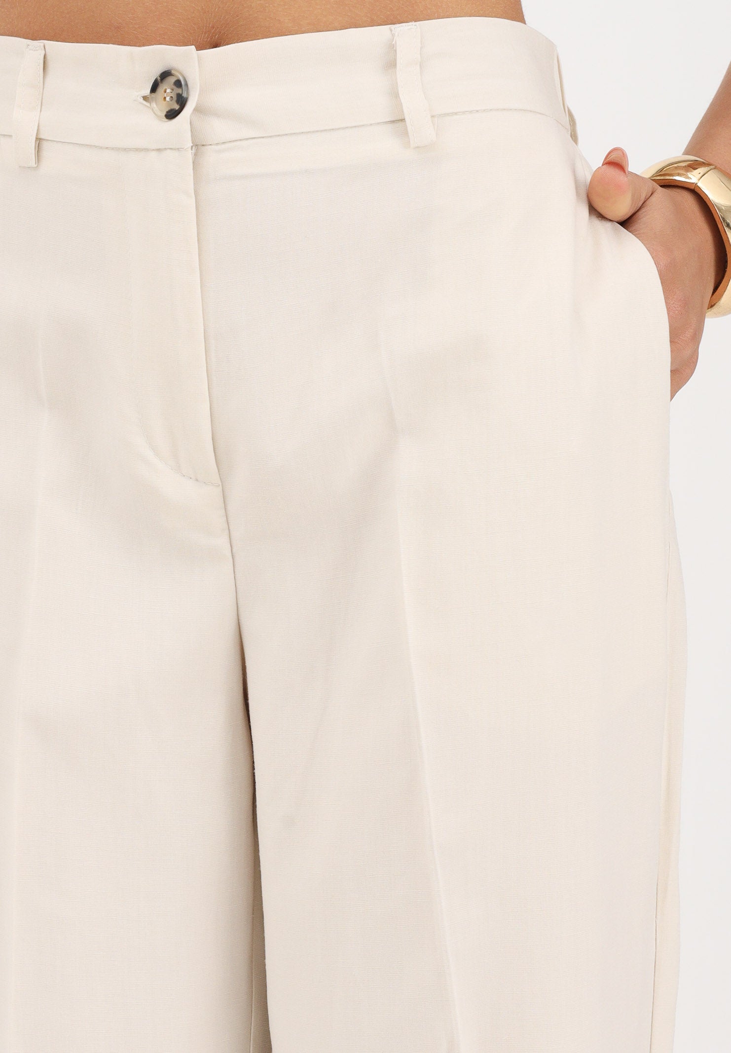 VICOLO pantalone casual in lino Burro beige, donna. TAB1626 BU VICOLO 