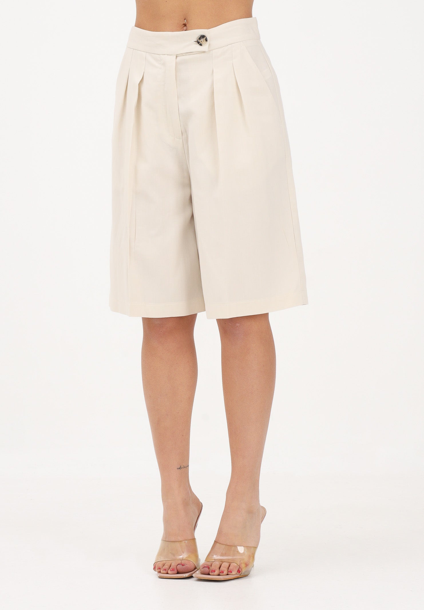VICOLO Shorts in viscosa e lino Burro beige, donna. TAB1656 BU VICOLO 