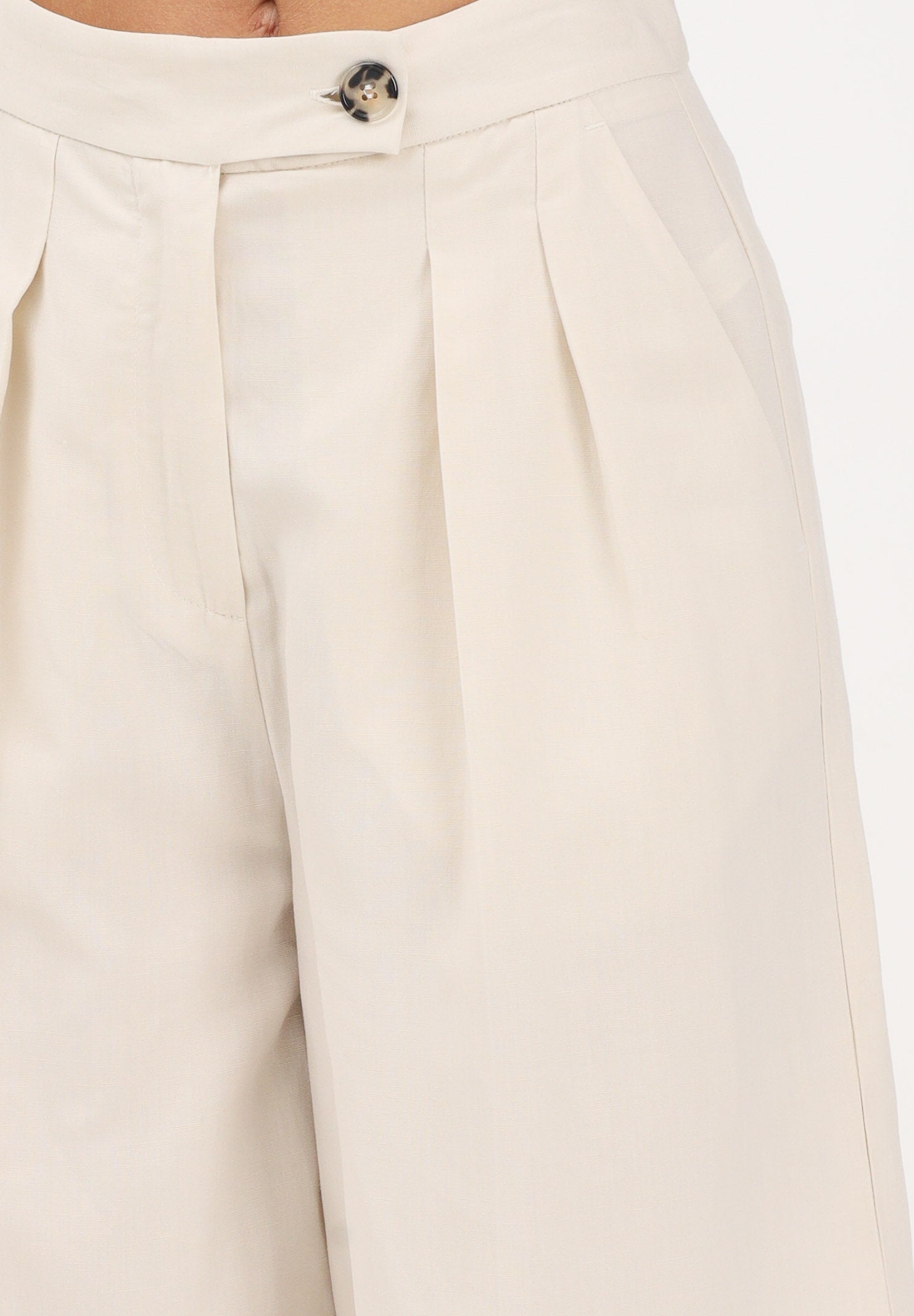 VICOLO Shorts in viscosa e lino Burro beige, donna. TAB1656 BU VICOLO 