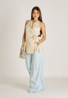 VICOLO gilet incrociato Mandorla beige, donna. TAB1669 MA VICOLO 