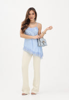 VICOLO Sottogiacca azzurro da donna con pizzo e spacco TAB1703 AZ VICOLO 