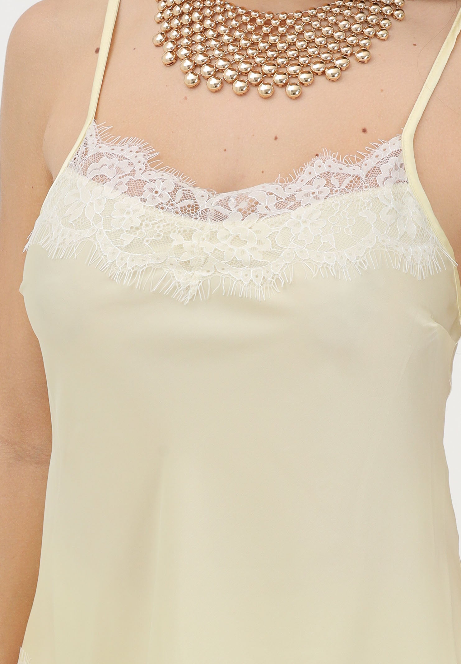 VICOLO Sottogiacca giallo da donna con pizzo e spacco TAB1703 GI VICOLO 