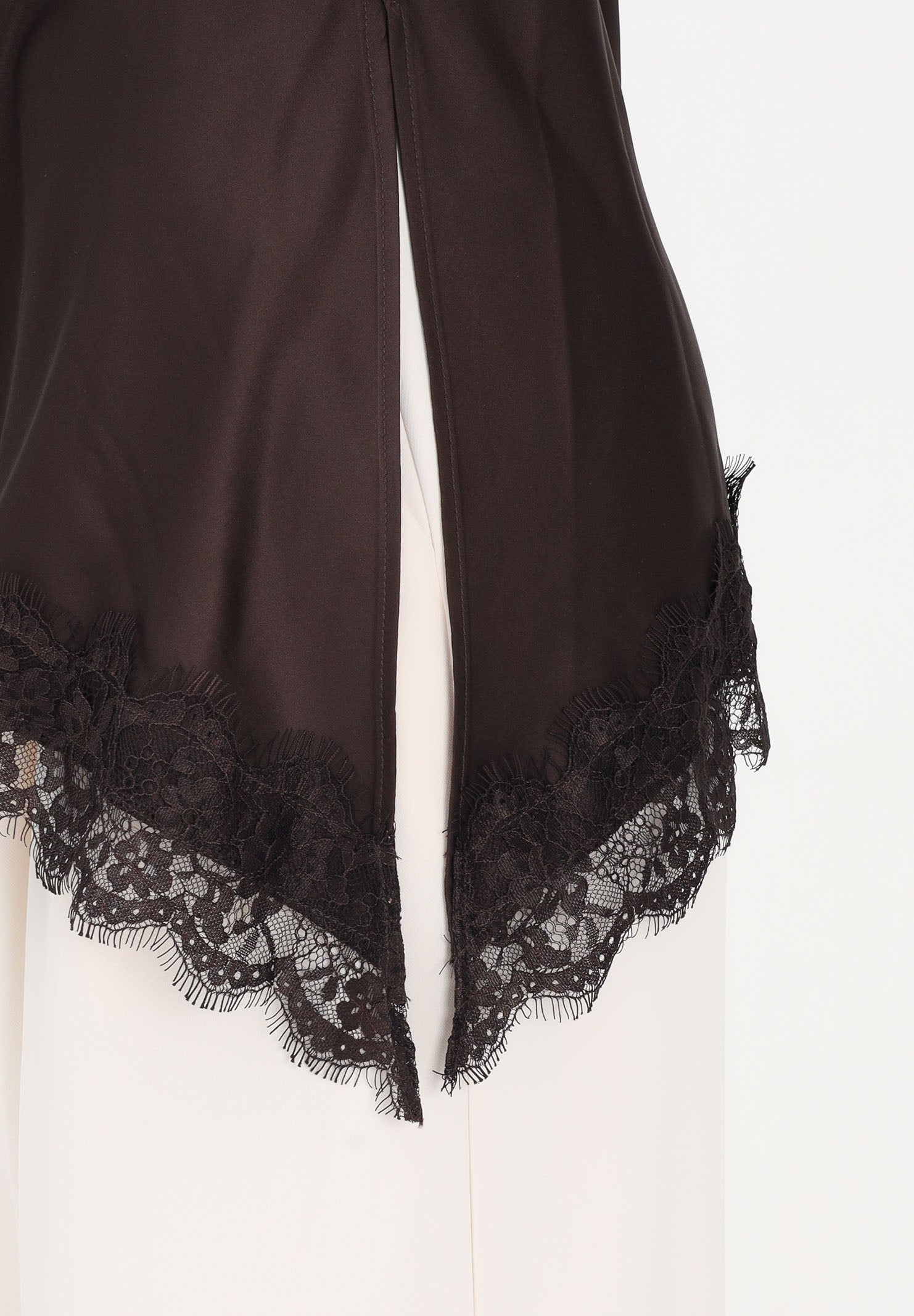 VICOLO Sottogiacca marrone da donna con pizzo e spacco TAB1703 MO VICOLO 