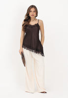 VICOLO Sottogiacca marrone da donna con pizzo e spacco TAB1703 MO VICOLO 