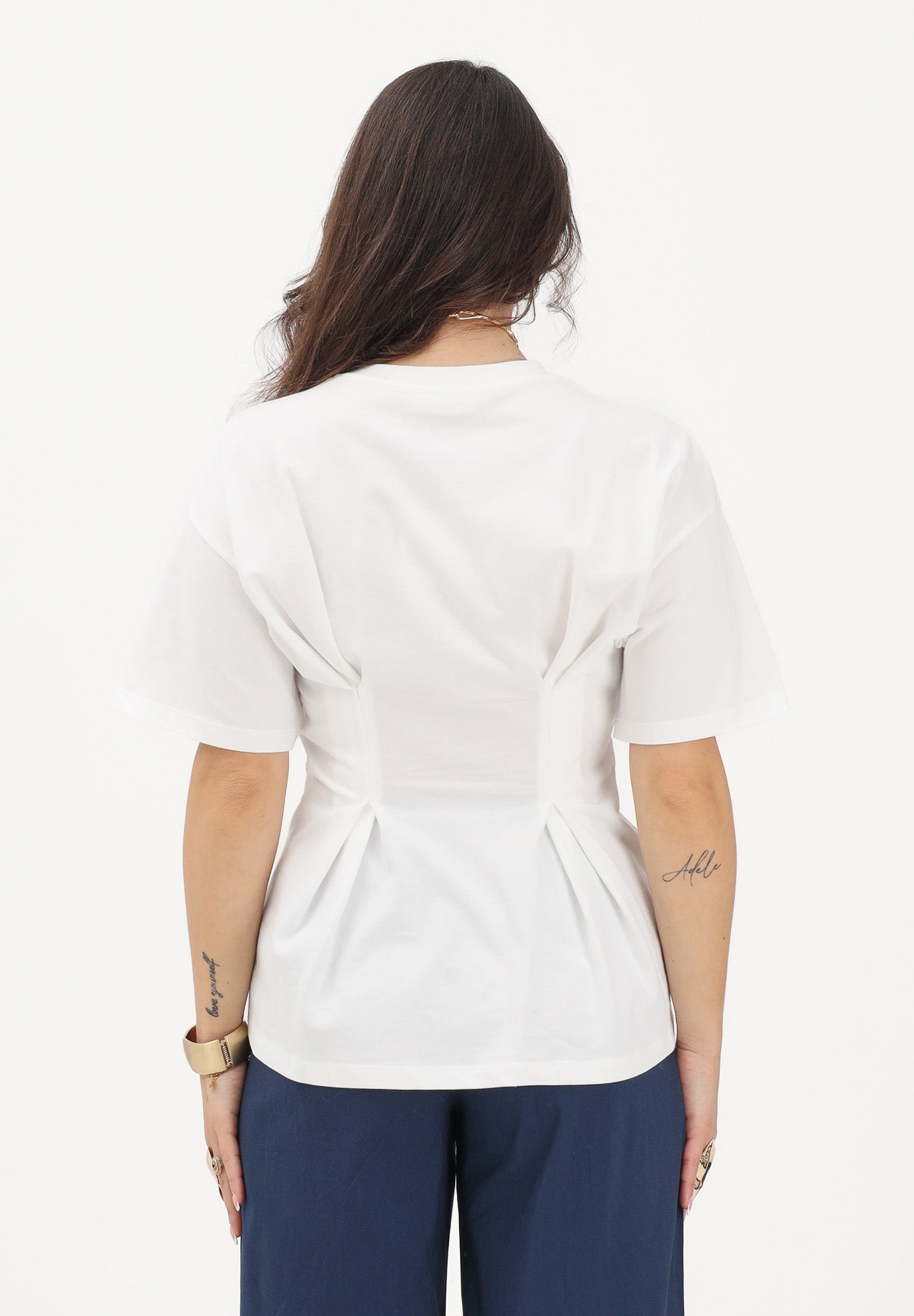 VICOLO T-shirt a manica corta bianca da donna sfiancata UAB0020 BI VICOLO 