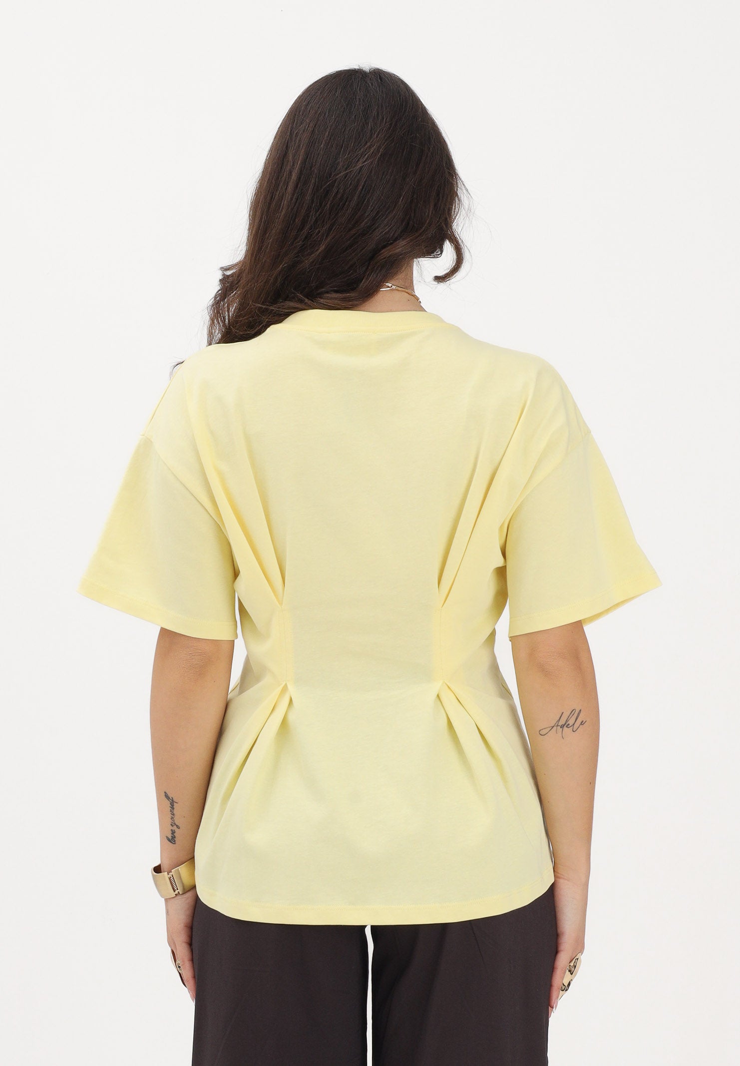 VICOLO T-shirt a manica corta gialla da donna sfiancata UAB0020 GI VICOLO 