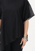 VICOLO T-shirt a manica corta nera da donna in tessuto velato UAB018 NE VICOLO 