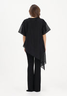 VICOLO T-shirt a manica corta nera da donna in tessuto velato UAB018 NE VICOLO 