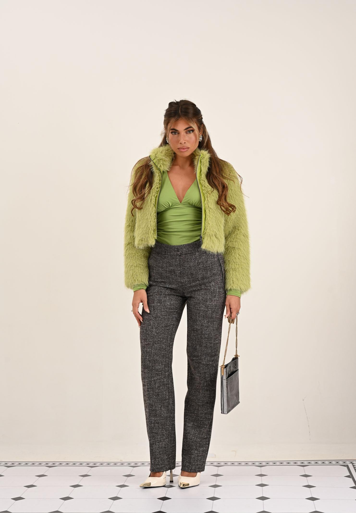 MEHRAN Pelliccia verde da donna con zip 25201GRE GRE MEHRAN 