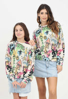 Maglione girocollo panna per donna e bambina caratterizzato da stampa street art F4BKJUJP017 13 BARROW 