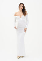 ELISABETTA FRANCHI Abito lungo avorio da donna con drappeggi ABR1061E2 360 ELISABETTA FRANCHI 