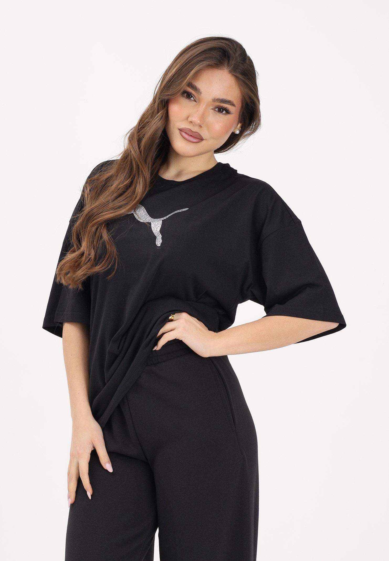 PUMA T-shirt a manica corta Essentials Bedazzled nera da donna 634566 01 PUMA 