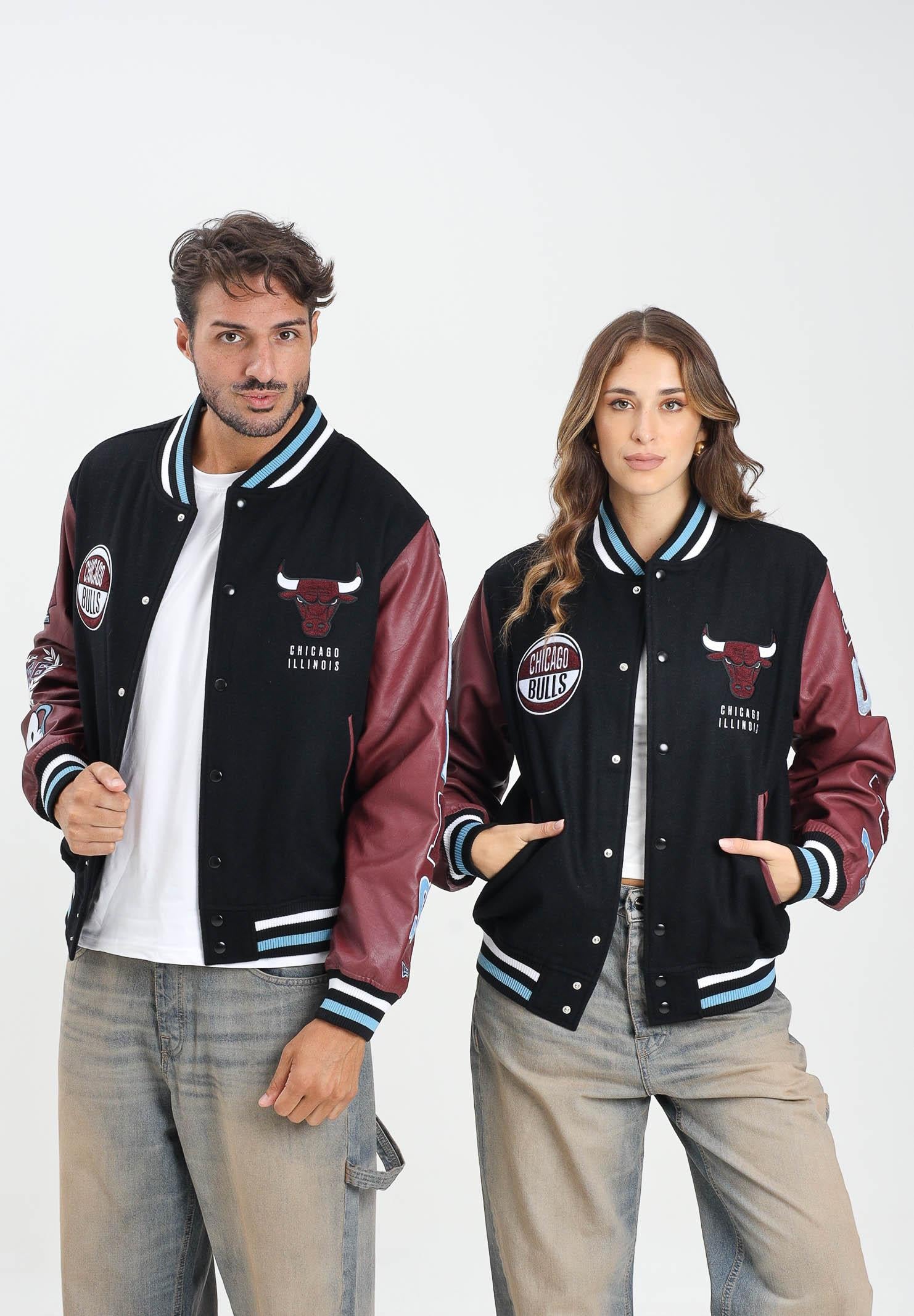 NEW ERA Bomber Varsity Chicago Bulls NBA Patch nero e bordeaux per uomo e donna 60684336  NEW ERA 