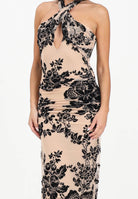 PINKO Abito lungo nude da donna con stampa flock nera 105603A2QD NZ8 PINKO 