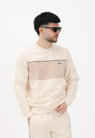 LACOSTE Felpa girocollo beige da uomo con motivo color block SH0887 3RR LACOSTE 