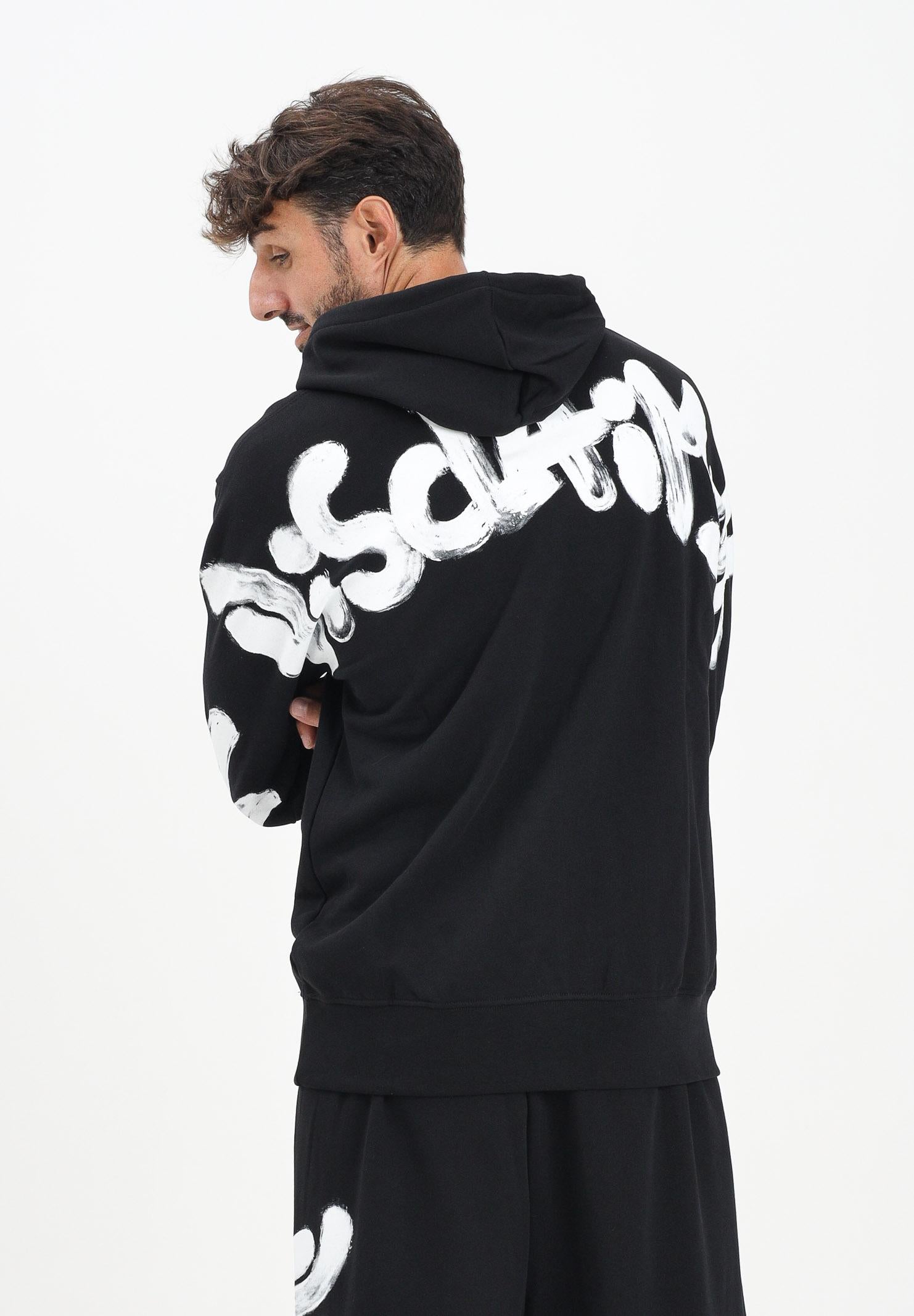 DISCLAIMER Felpa con cappuccio nera da uomo con maxi stampa logo 25IDS55100 NEBI DISCLAIMER 