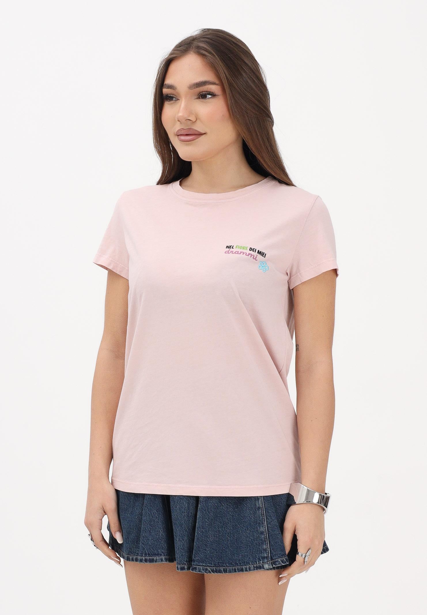 VICOLO T-shirt a manica corta rosa da donna con ricamo RAB0609 30 VICOLO 