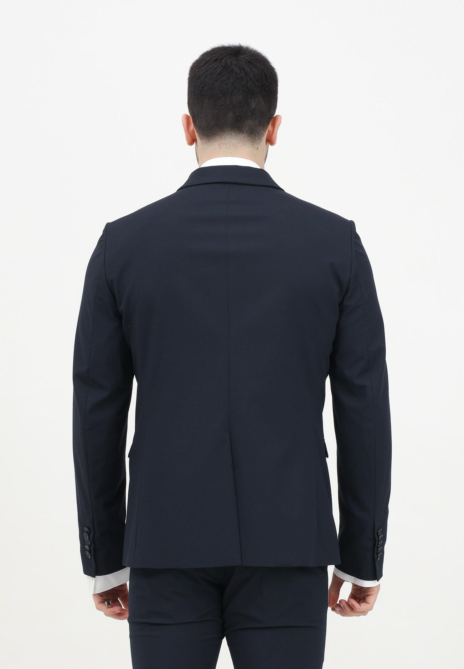 Giacca monopetto blu da uomo con spilla fly <BR/> 5SA652/A2LH C166 PATRIZIA PEPE 