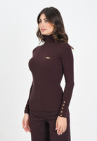 ELISABETTA FRANCHI Maglioncino a collo alto bordeaux da donna con taschino<BR/> MK11B56E2 EA4 ELISABETTA FRANCHI 