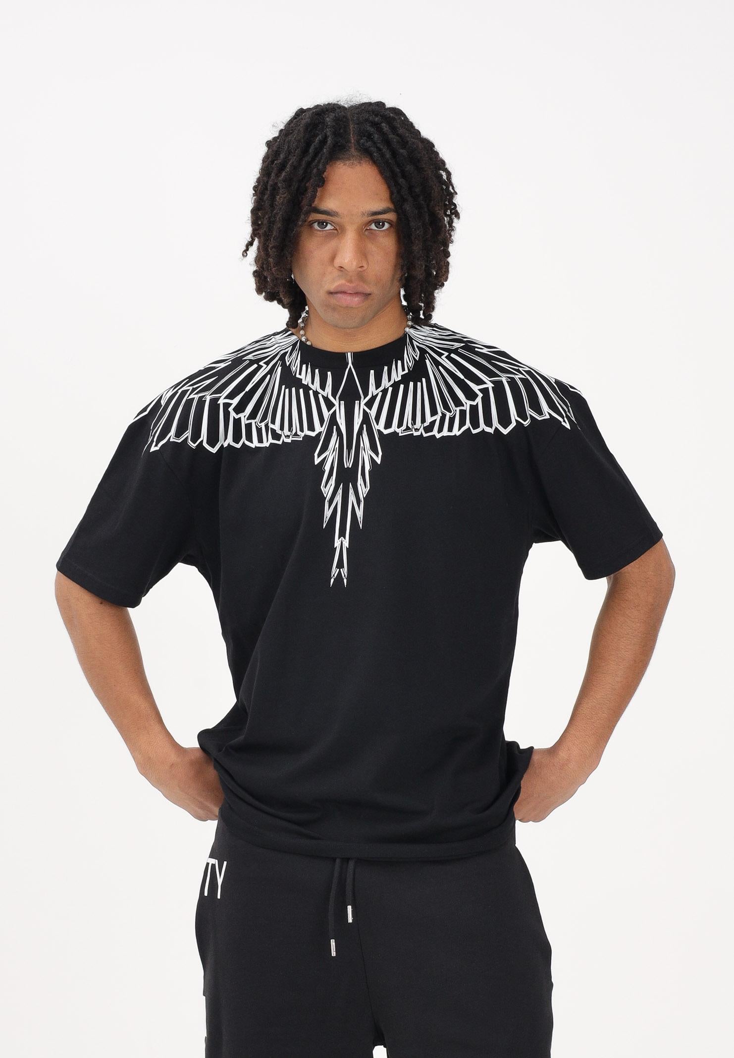MARCELO BURLON COUNTY OF MILAN T-shirt a manica corta nera da uomo con stampa S6CMMATH010 110 MARCELO BURLON COUNTY OF MILAN 