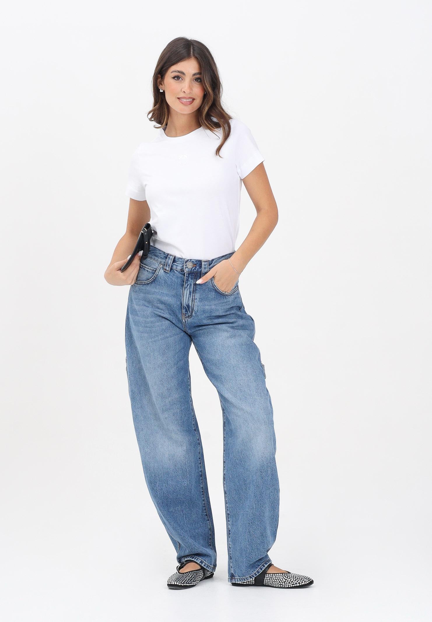 PINKO Jeans in denim chiaro da donna con logo 105542A2RP PJD PINKO 