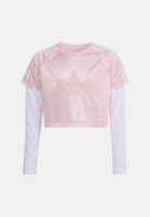 ADIDAS ORIGINALS T-shirt a manica lunga LOOSE 2IN1 LACE bianca e rosa da bambina KC6785 . ADIDAS ORIGINALS 