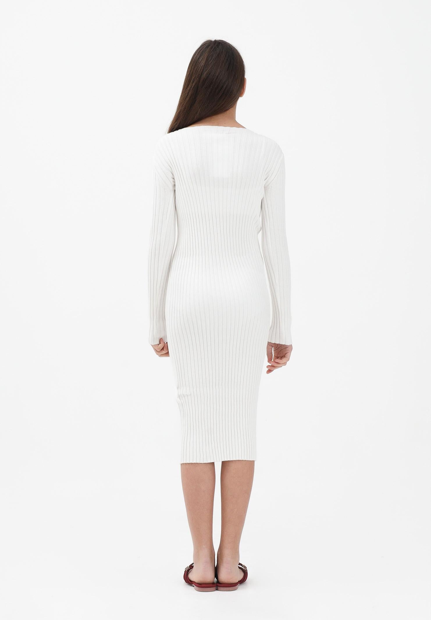 MAISON MARGIELA Abito midi bianco per donna, ragazze e bambine con logo M60935MM07X M6101 MAISON MARGIELA 