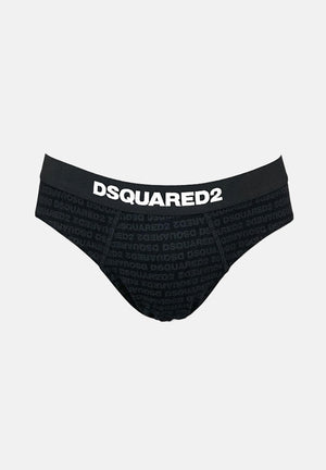DSQUARED2 Slip nero da uomo con logo all-over D9H135510S 001 DSQUARED2 