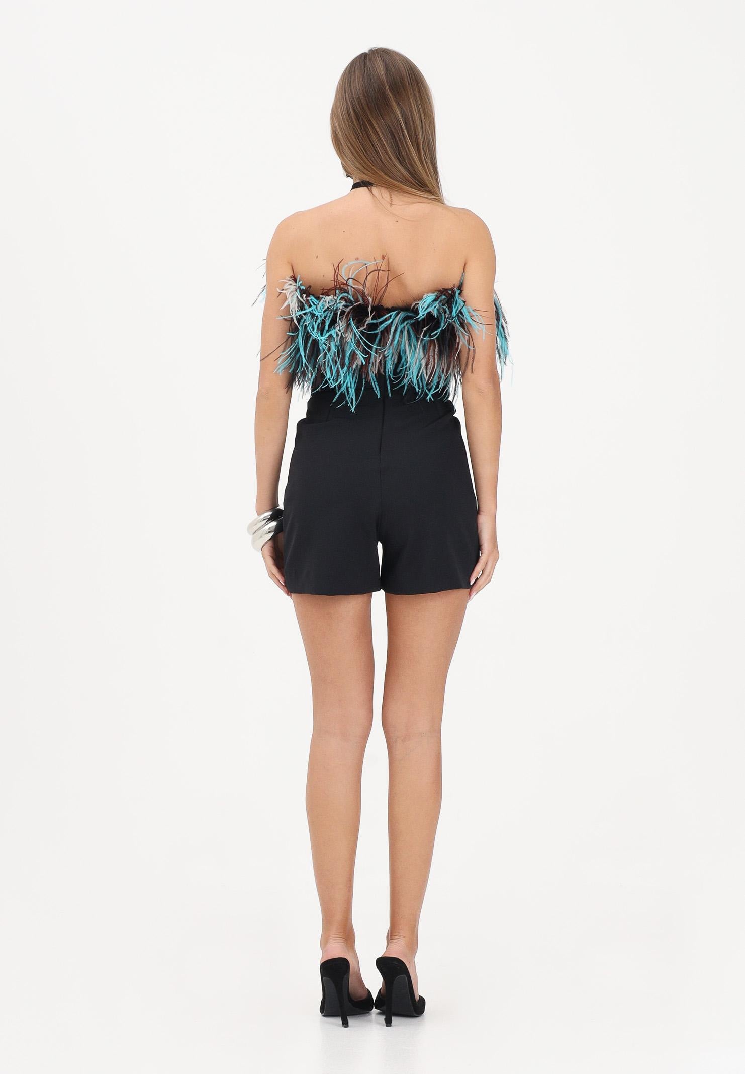 NOELL MAGGINI Tuta corta nera da donna con piume 0626159 NE NOELL MAGGINI 