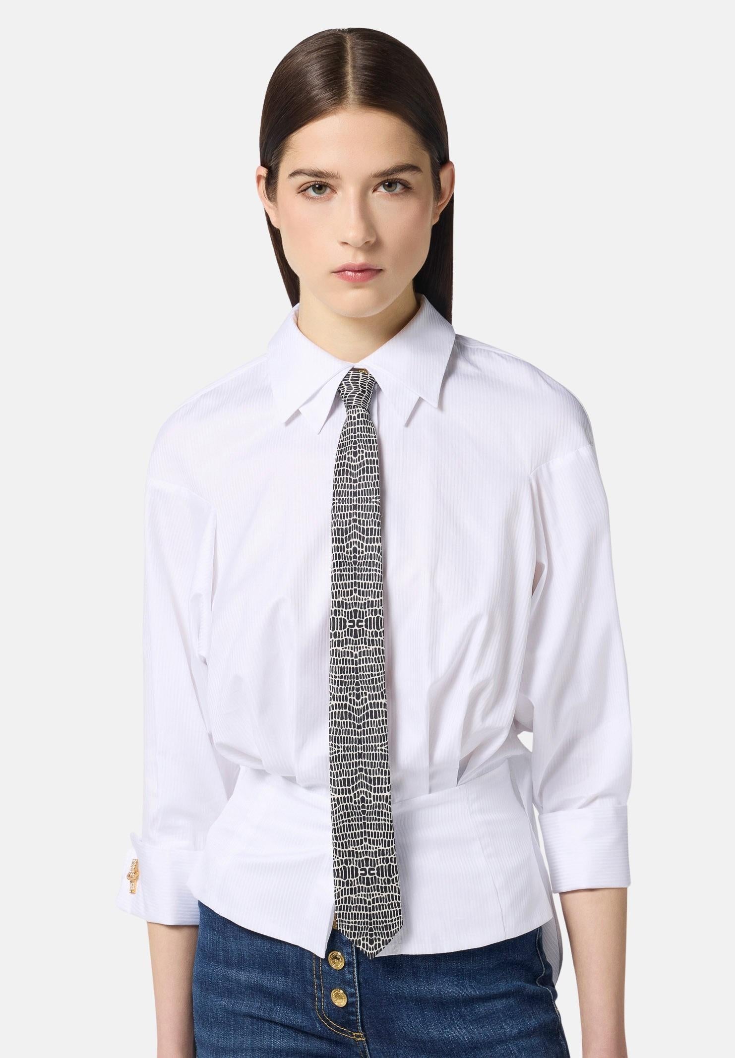 ELISABETTA FRANCHI Cravatta nera e panna da donna con stampa snake CR13L57E2 685 ELISABETTA FRANCHI 