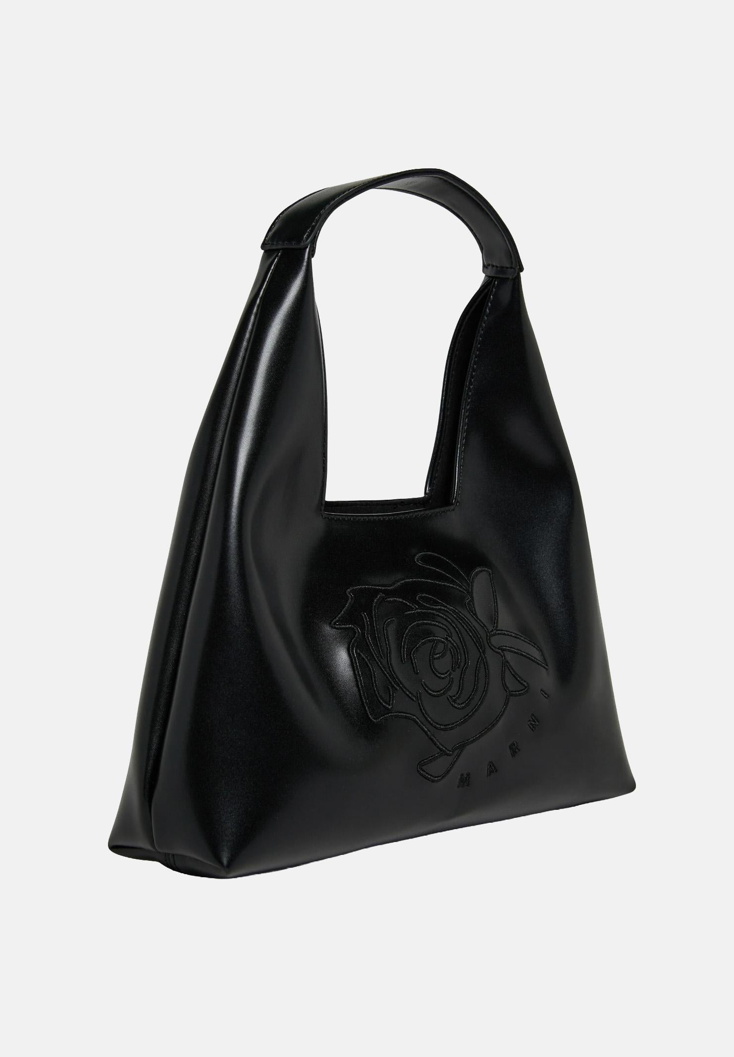 MARNI Borsa a mano Diamond nera da donna con motivo floreale ricamato M01837M00TK 0M900 MARNI 