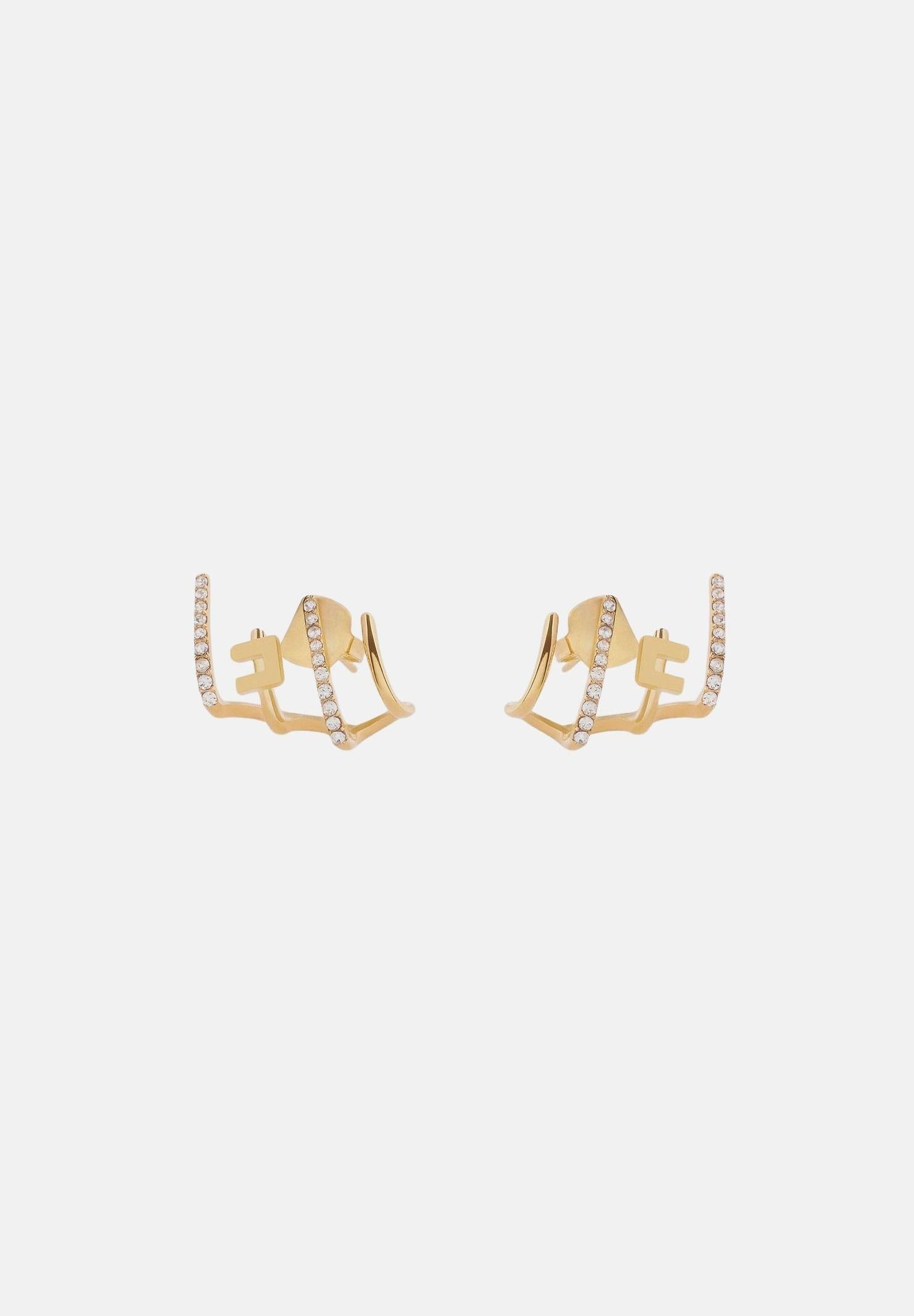 ELISABETTA FRANCHI Orecchini oro da donna con logo e strass OR66A62E2 U95 ELISABETTA FRANCHI 