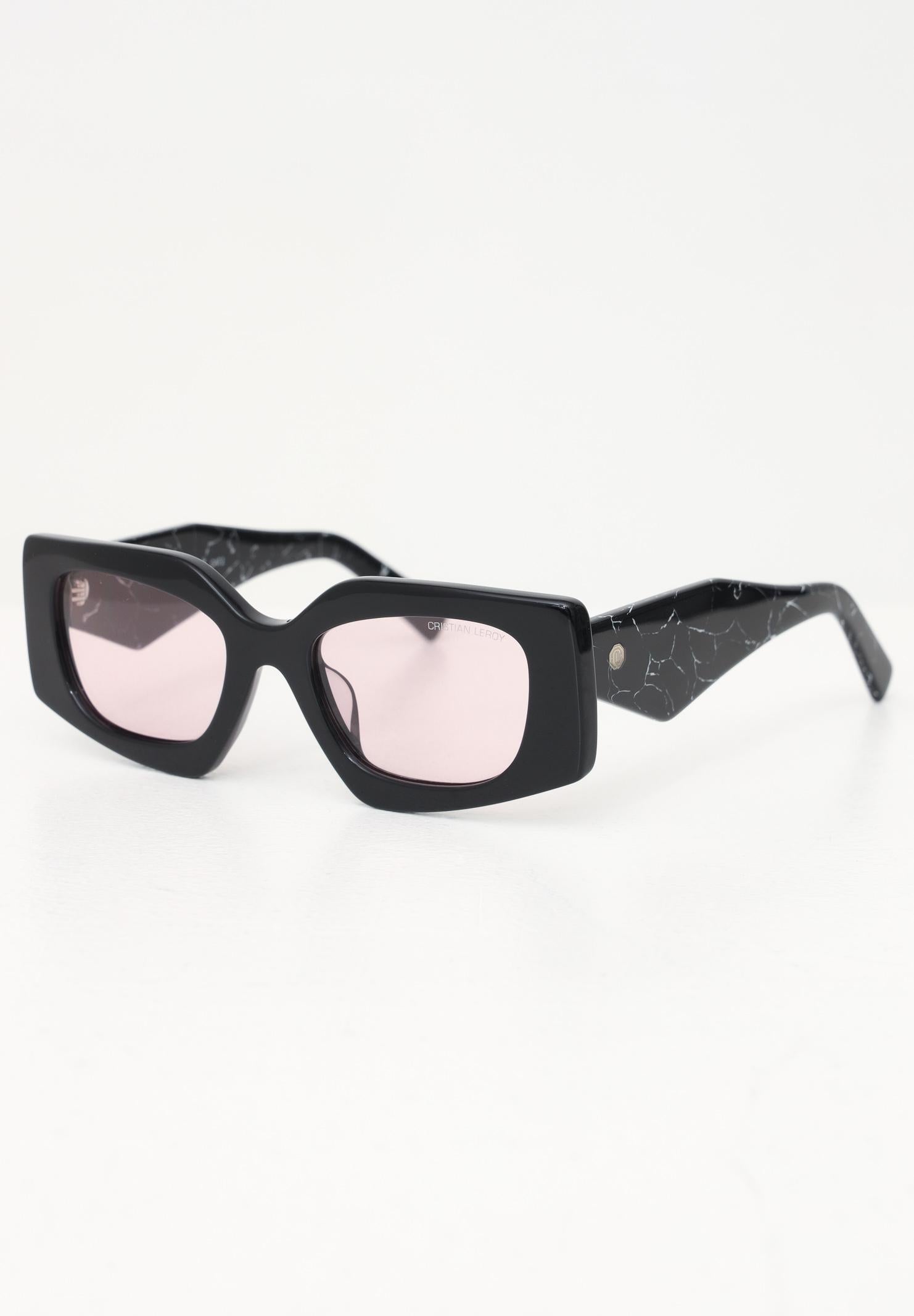 CRISTIAN LEROY Occhiali da sole neri da donna con asticelle effetto marmo 25069 05 CRISTIAN LEROY 