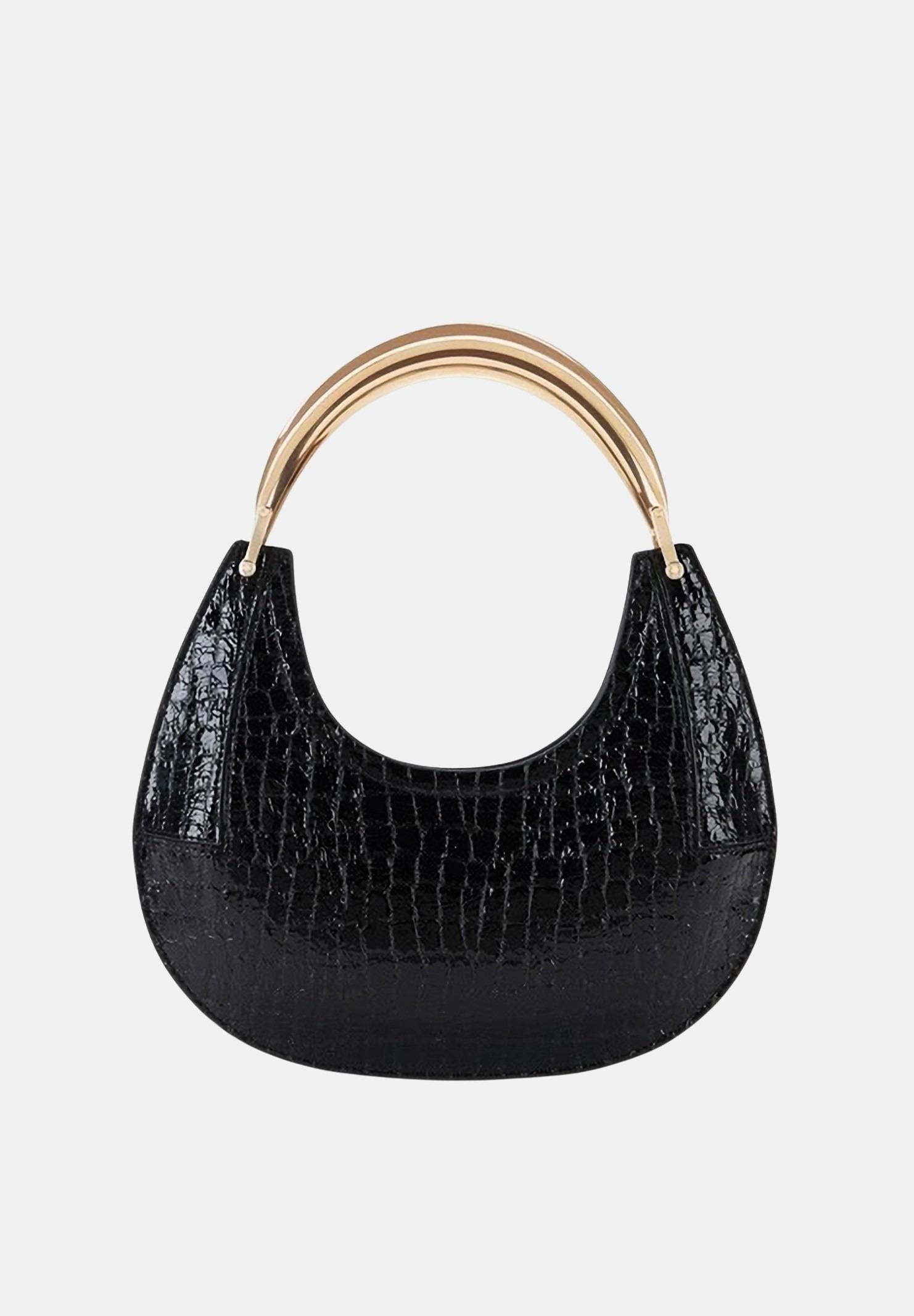 ELISABETTA FRANCHI Borsa a mano nera da donna con stampa cocco BS29A56E2 110 ELISABETTA FRANCHI 