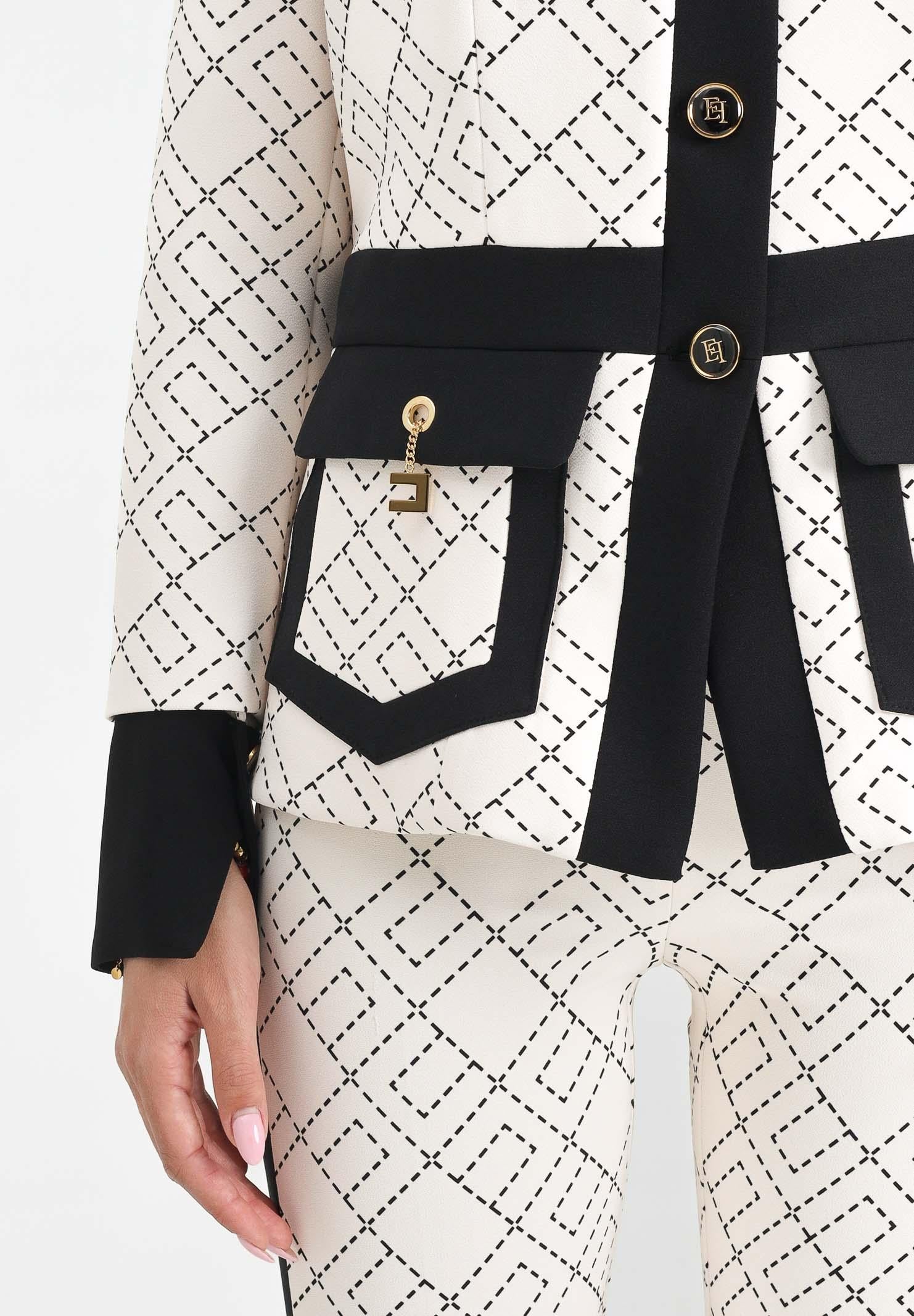 ELISABETTA FRANCHI Giacca panna da donna con fantasia GIS0156E2 EF1 ELISABETTA FRANCHI 