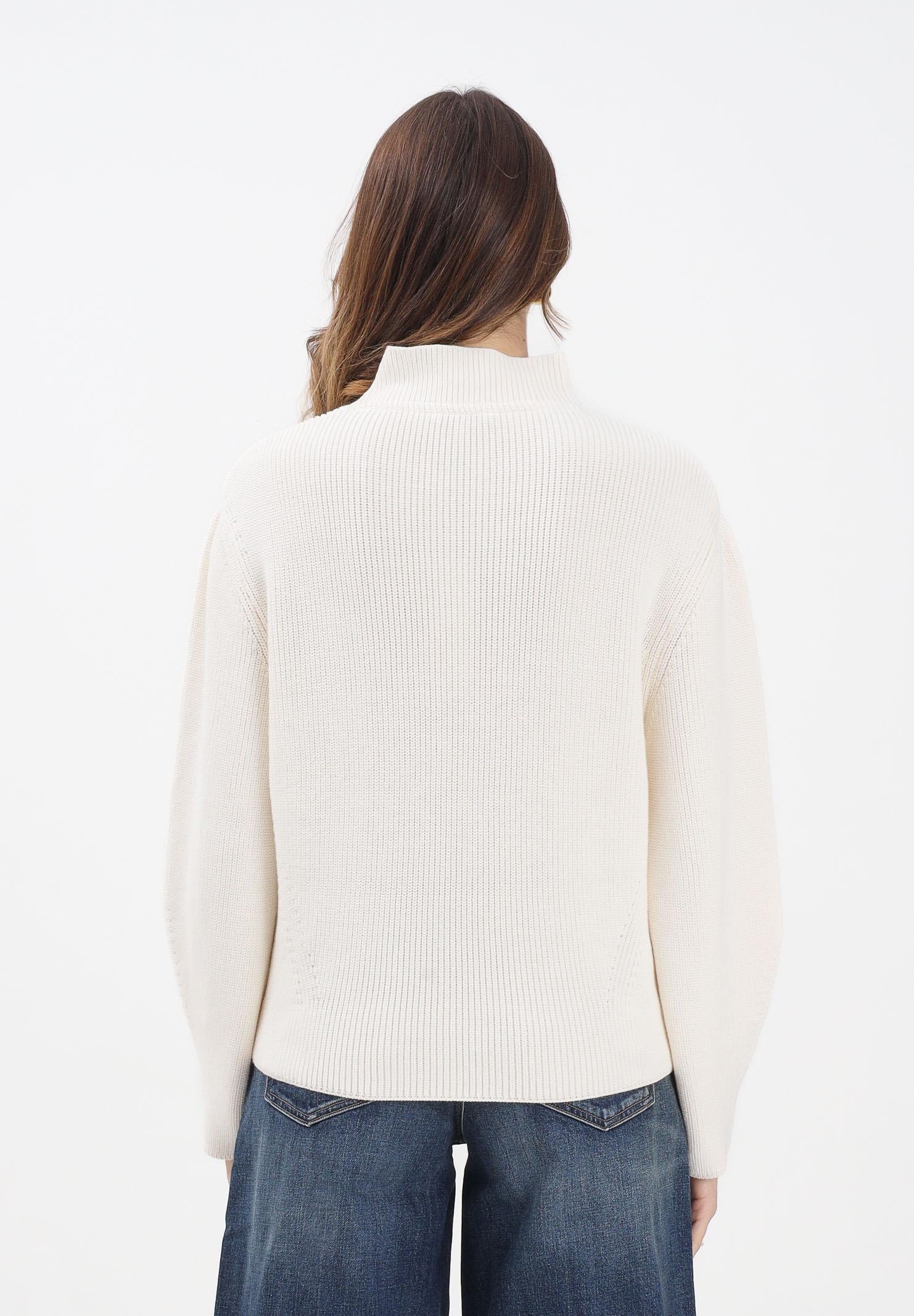 TOMMY JEANS Maglioncino a collo alto panna da donna con logo DW0DW21676YBH  TOMMY JEANS 