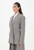 SIMONA CORSELLINI Giacca grigia da donna con applicazioni metalliche A25CPGI00301-C00232 V0000 SIMONA CORSELLINI 